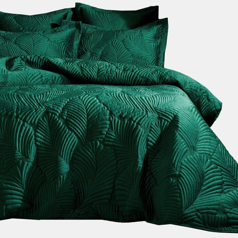 Paoletti Paoletti Palmeria Velvet Quilted Duvet Set (Emerald Green) (Twin) (UK Single) TWIN 1