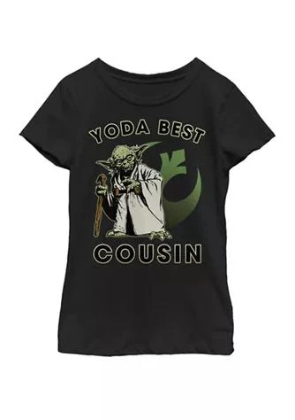 Star Wars Wars  Girls 7 16 Yoda Best Cousin Rebel Logo Short Sleeve T Shirt 1