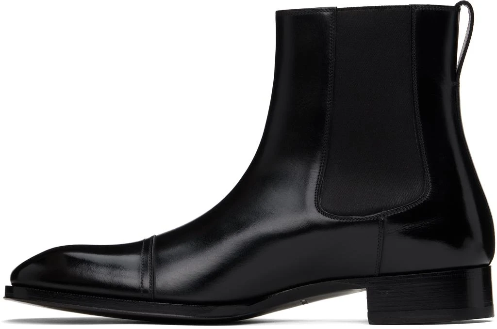 Tom Ford Black Burnished Leather Edgar Chelsea Boots 3