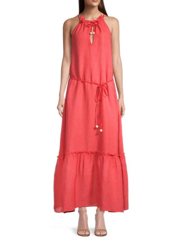 120% Lino Ruffled Linen Halter Dress 1