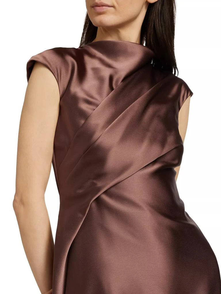 Amsale Draped Satin Asymmetric Cocktail Dress 6