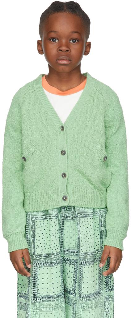 Misha & Puff Kids Green Bouclé Everyday Cardigan