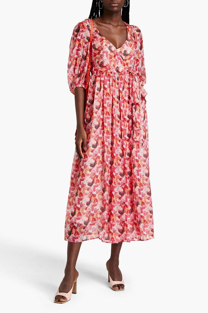 RED Valentino Printed silk-voile midi wrap dress