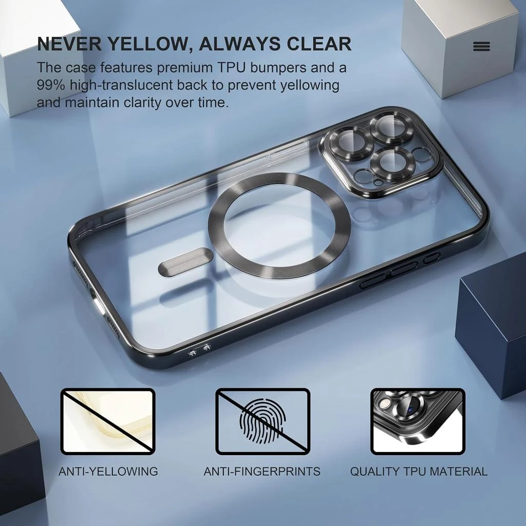 ENTRONIX Entronix Bundle Compatible with iPhone 15 Pro Max - [Magnetic] Luxury Glossy Case 
1 Clear Screen Protector 2