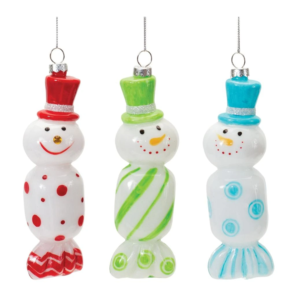 Hivvago Candy Snowman Ornament (Set of 12 6.25"H Glass