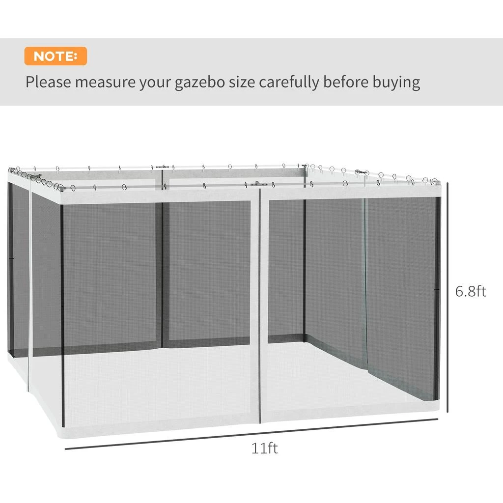 Streamdale Furniture Streamdale 10' x 12' Replacement Mesh Sidewall Netting for Patio Gazebos and Canopy Tents with Zippers (Sidewall Only) 5