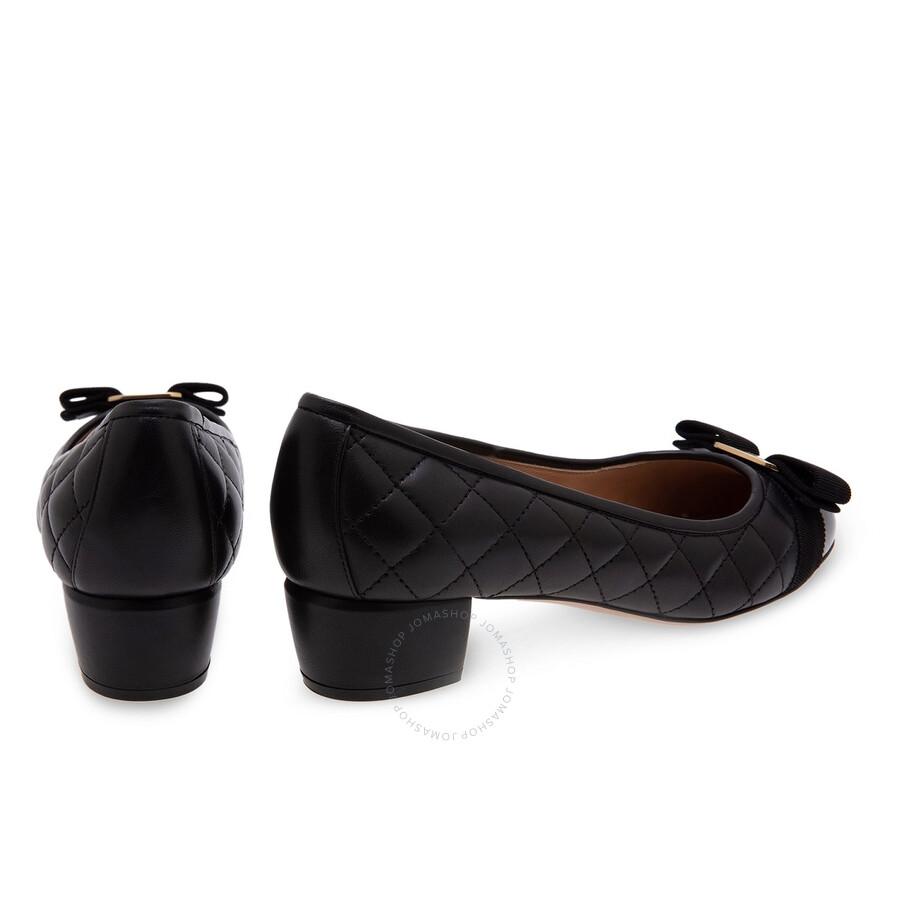 Salvatore Ferragamo Salvatore Ferragamo Quilted Vara Bow Pumps In Black, Brand Size 5 D