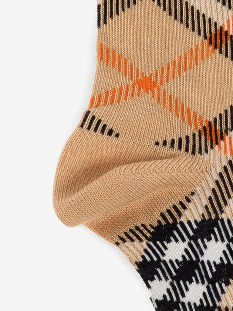 Burberry Kids Check Cotton Blend Socks in Beige 3