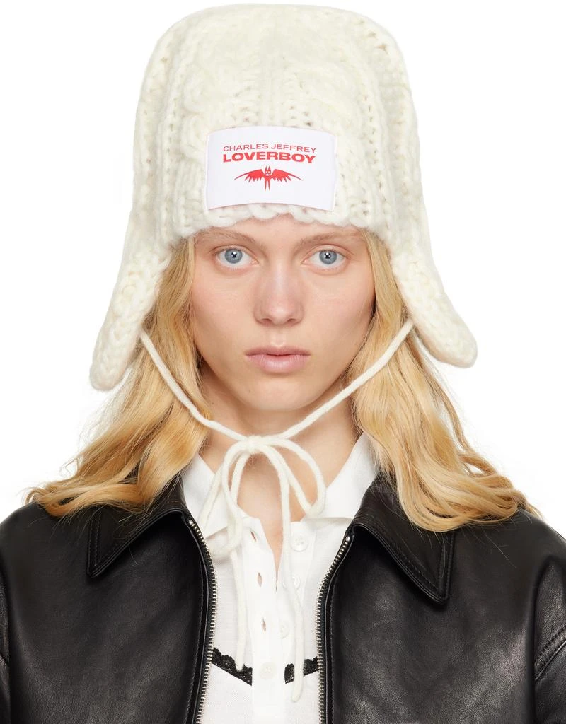 Charles Jeffrey Loverboy White Chunky Aviator Beanie