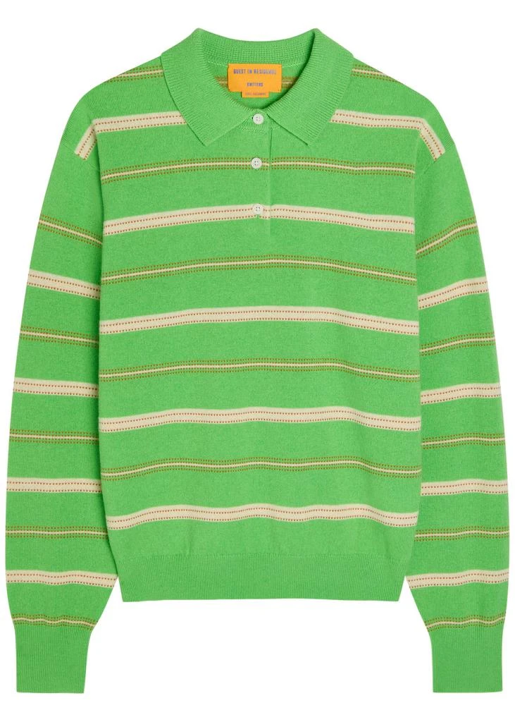 Guest In Residence Collegiate striped cashmere polo jumper