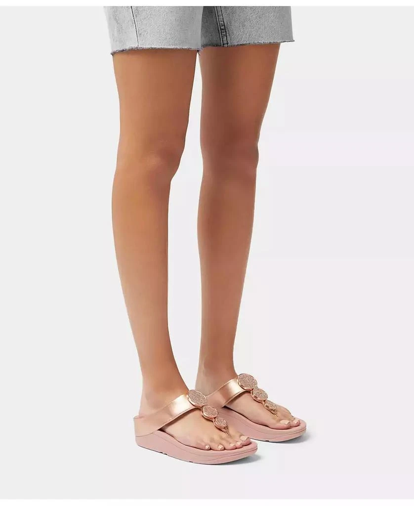 FitFlop Women's Halo Bead-Circle Metallic Toe-Post Sandals 4