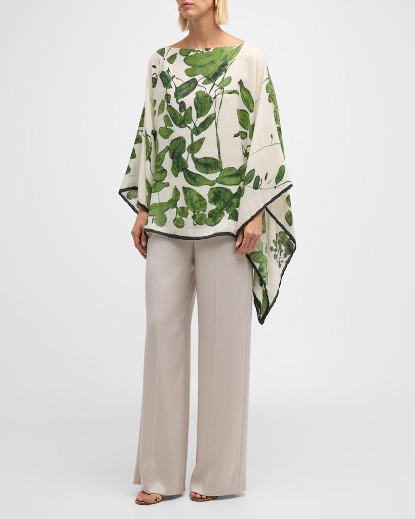 Rani Arabella Placed Flower Cashmere-Blend Printed Poncho