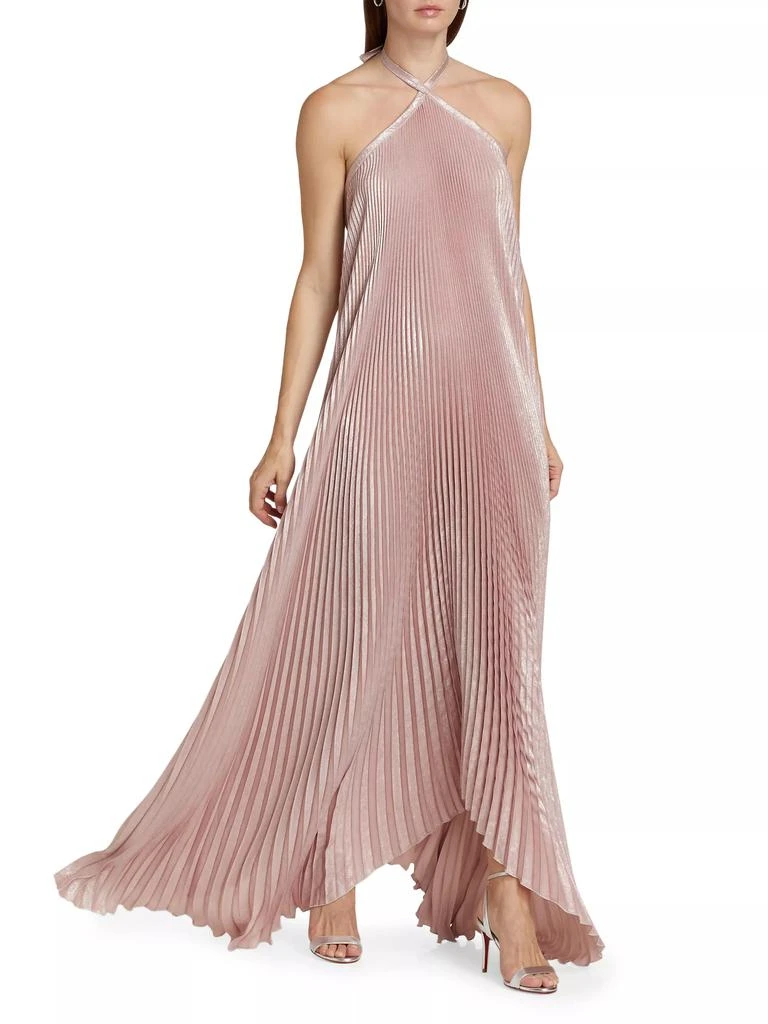 L'Idée Deesse Pleated Halter Maxi Dress 2
