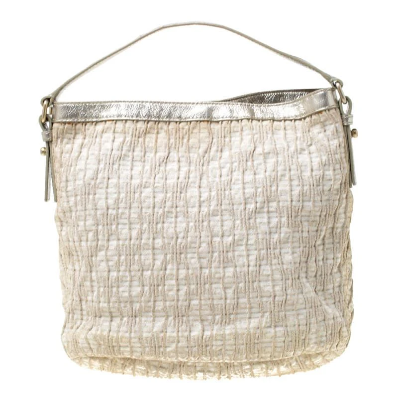 Givenchy Givenchy Beige Shimmering Canvas and Leather Small Trim Hobo 4
