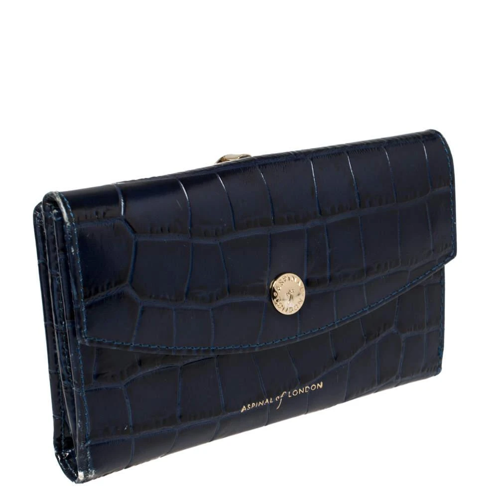 Aspinal of London Aspinal Of London Blue Crocodile Embossed Leather Bifold Wallet 4