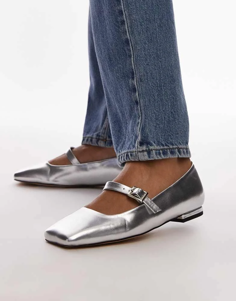 Topshop Topshop Arya ballet flats in silver 1