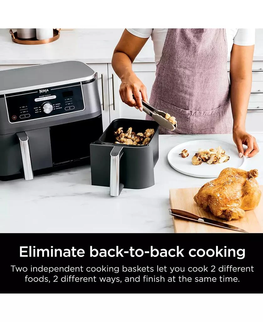 Ninja Foodi® DZ401 6-in-1 10-qt. XL 2-Basket Air Fryer with DualZone™ Technology- Air Fry, Broil, Roast, Dehydrate, Reheat and Bake, Family Sized 8