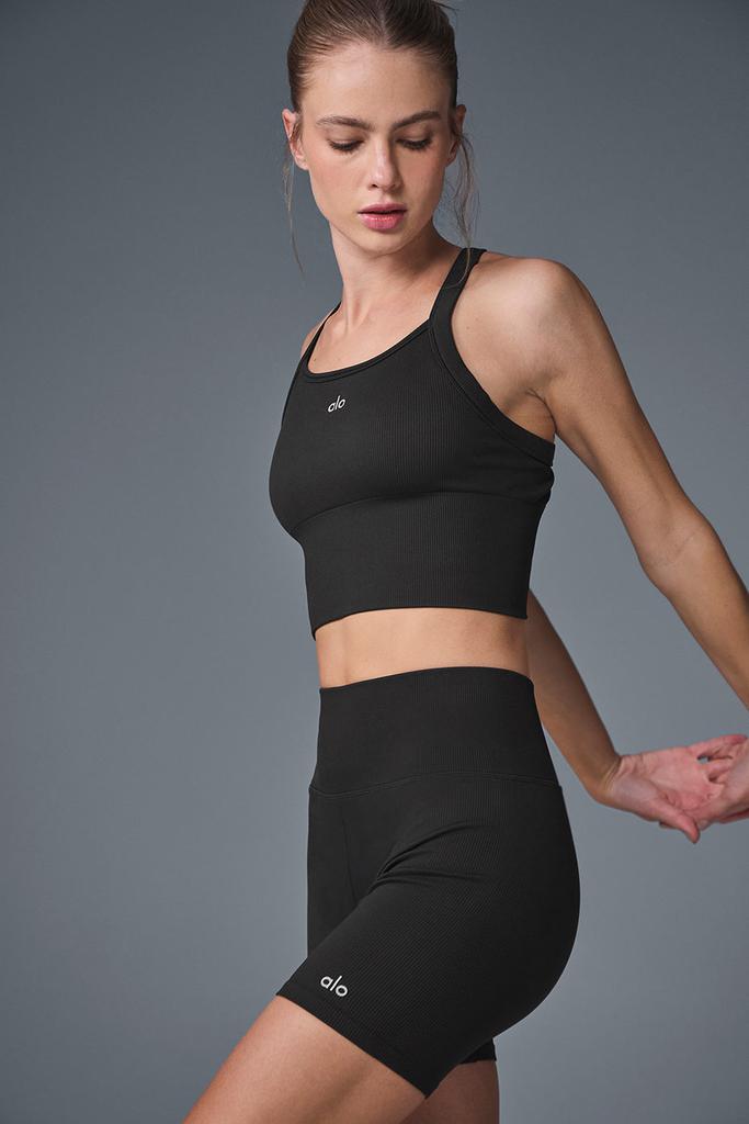 Alo Seamless Ribbed Favorite Bra Tank - Black
