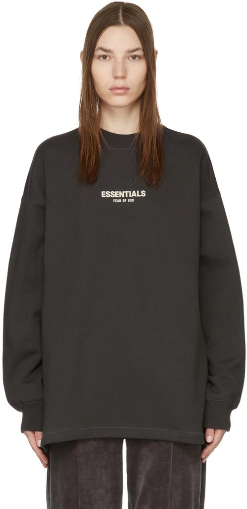 Essentials Black Relaxed Crewneck Sweatshirt 1