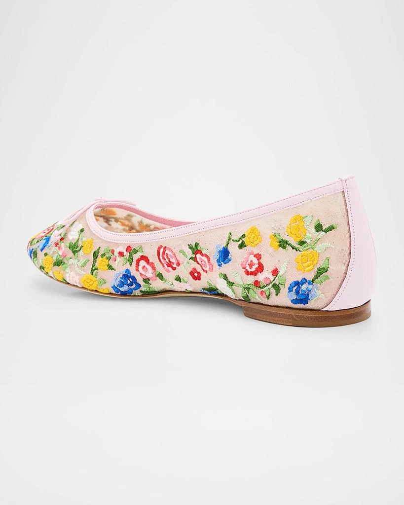 Manolo Blahnik Floral Mesh Bow Ballerina Flats 4