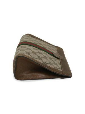 Gucci Gucci Gg Canvas Web Sherry Line Clutch Bag Beige Red 37.014.2125 Auth Yk8078 3