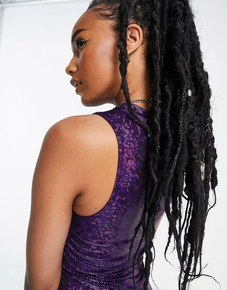 ASOS ASOS DESIGN Petite racer front tank mini dress in holographic purple 3
