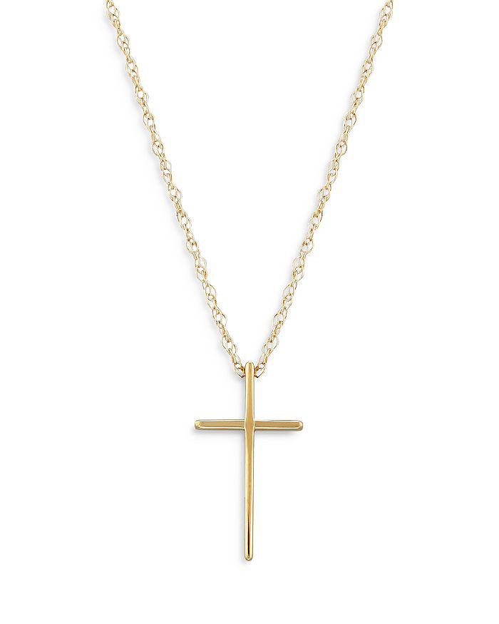 Bloomingdale's Children's Polished Cross Pendant Necklace in 14K Yellow Gold, 14"