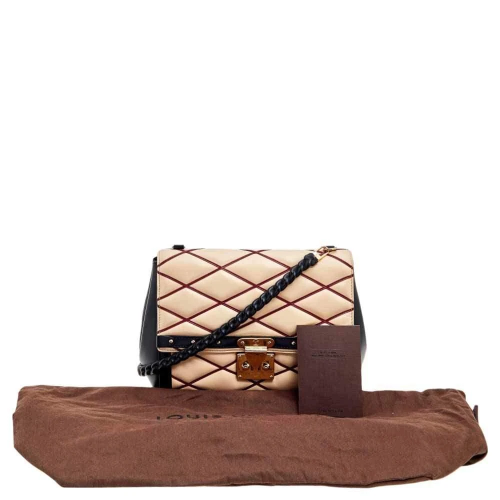 Louis Vuitton Louis Vuitton Beige/Black Leather Malletage Pochette Flap Bag 10