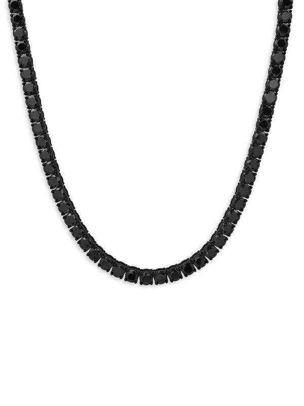 Anthony Jacobs Black IP Stainless Steel & Simulated Diamond Tennis Necklace 1