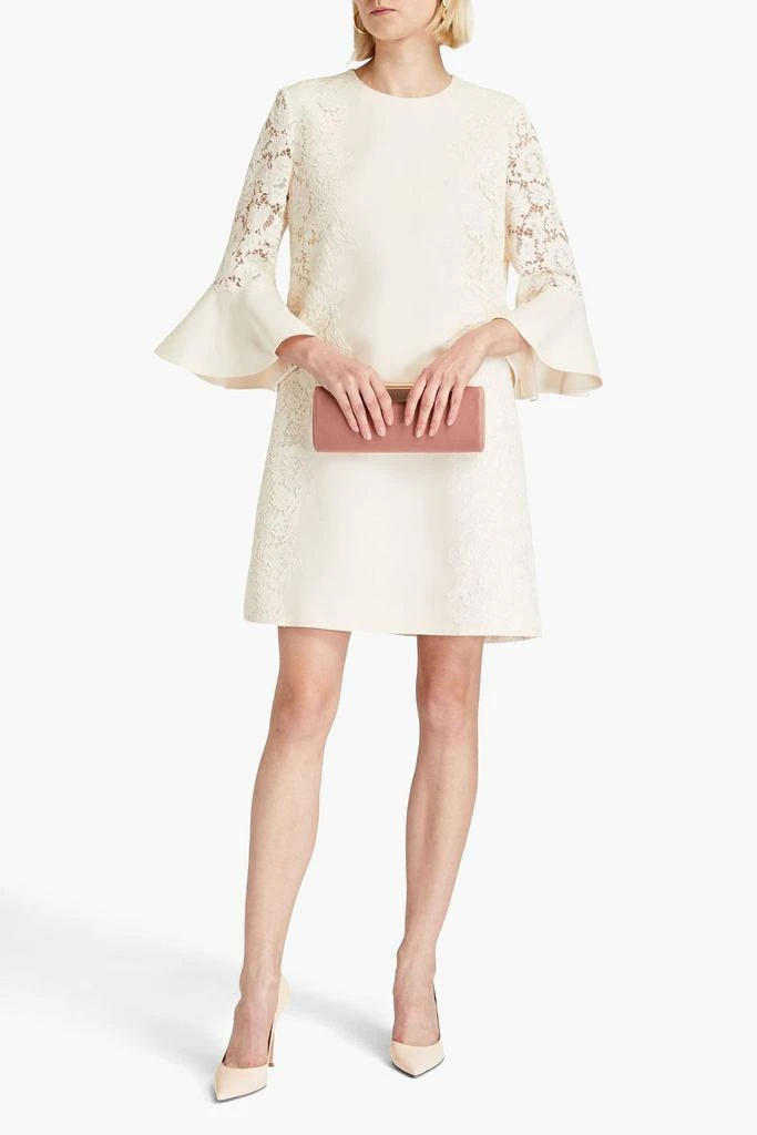 Valentino Lace-paneled cotton-blend crepe mini dress 2