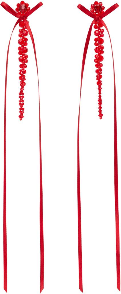 Simone Rocha Red Bow Ribbon Drip Earrings