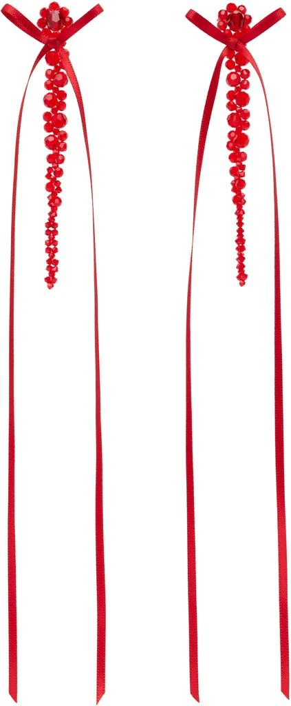 Simone Rocha Red Bow Ribbon Drip Earrings 1