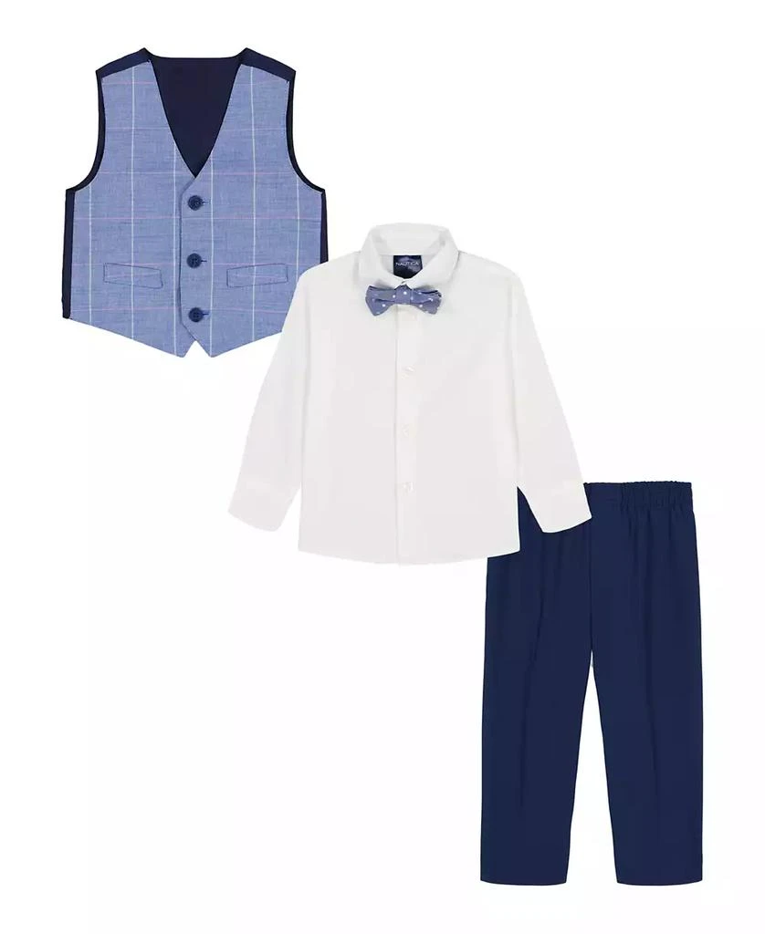 Nautica Baby Boys 4-Piece Sharkskin Windowpane Duo Vest with Bow Tie Set 2