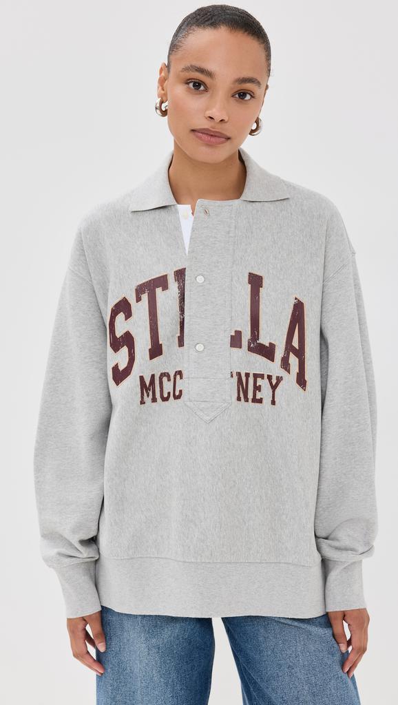 Stella McCartney Varsity Logo Cotton Polo Sweatshirt