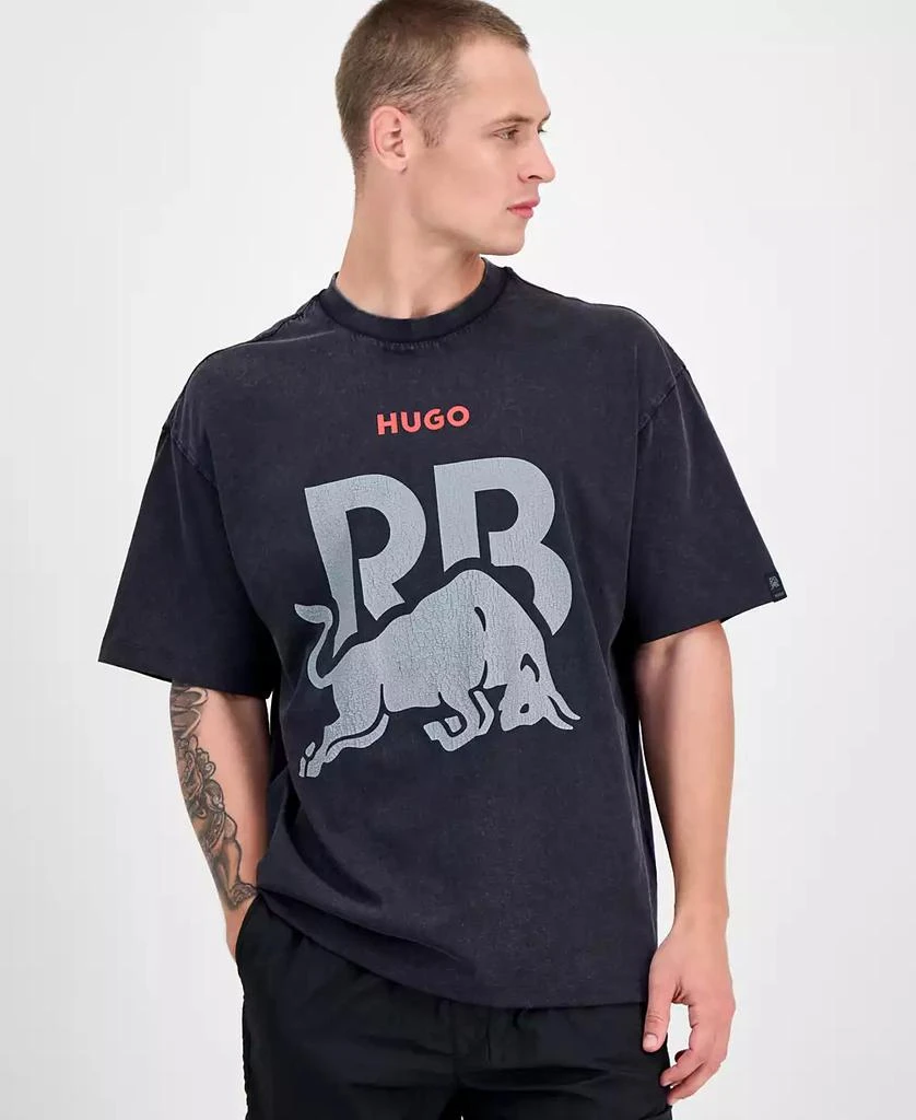 Hugo Boss Men's Washed Fanwear Oversized Short Sleeve Crewneck