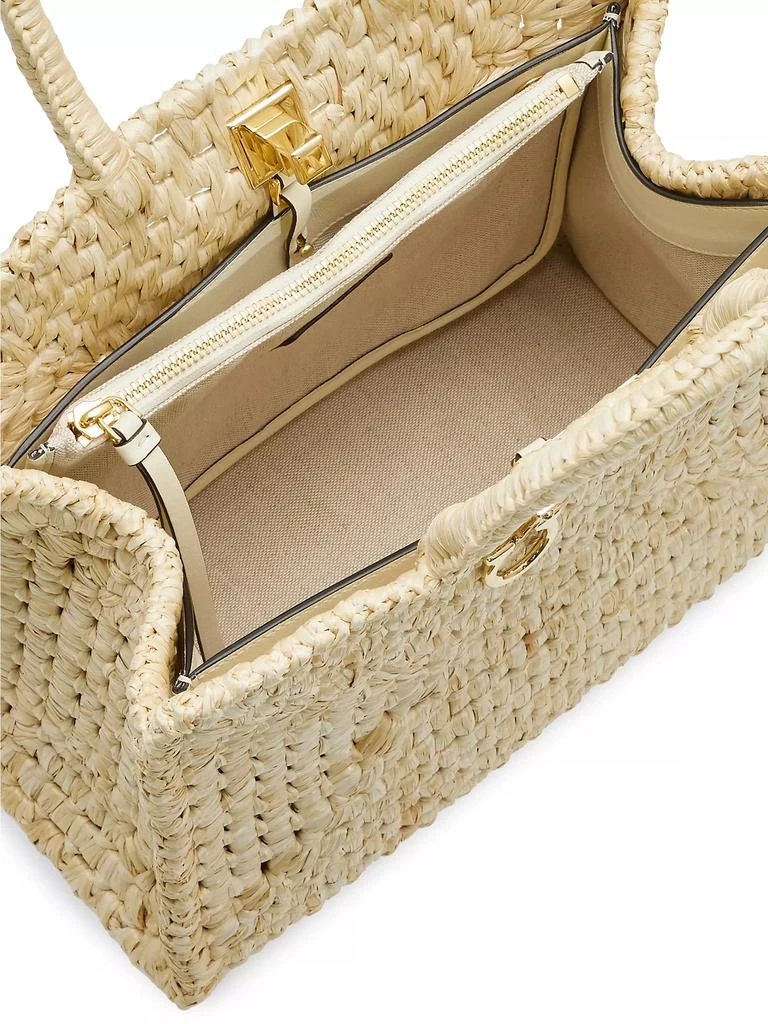 Salvatore Ferragamo Studio Small Basket Raffia Top Handle Bag 5