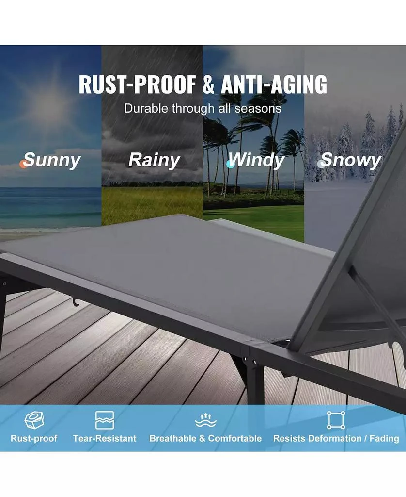 Mecale 2-Piece Outdoor Patio Chaise Lounge Chair Set with Adjustable 5-Position Backrest 6