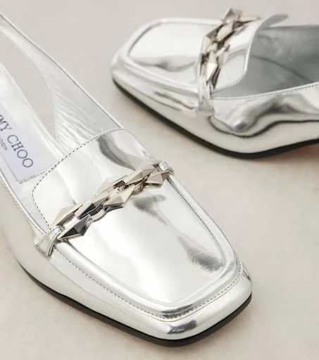 Jimmy Choo Diamond Tilda metallic leather slingback pumps 6