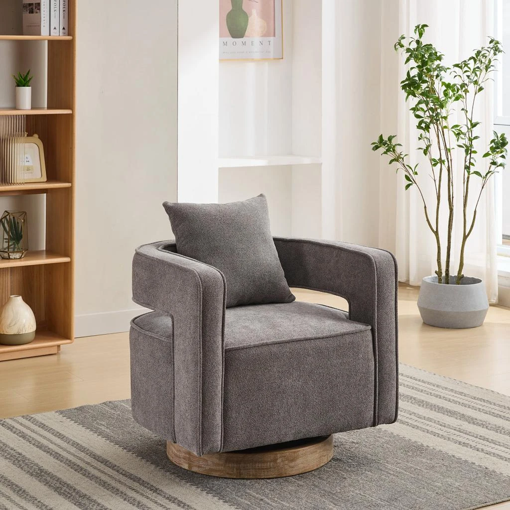 Streamdale Furniture Streamdale Charcoal Linen Blend Swivel Accent Chair for Living Room, Bedroom, Office