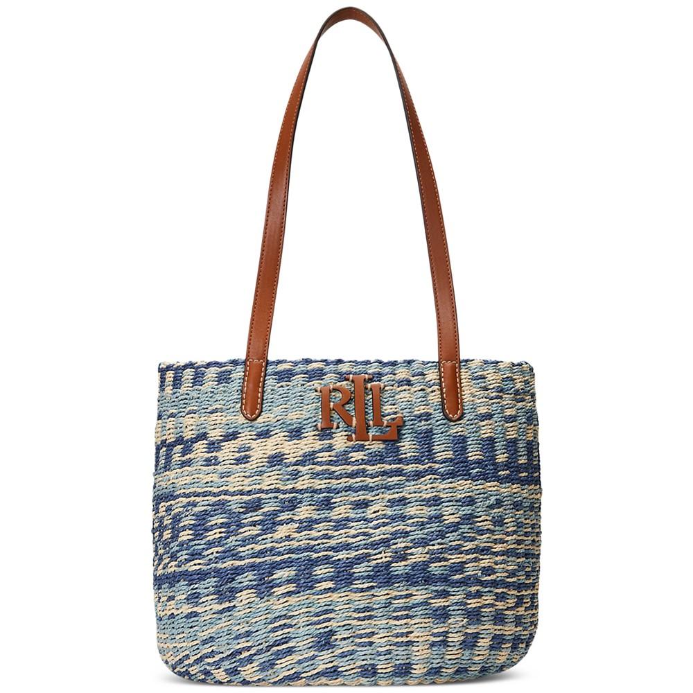 Lauren Ralph Lauren Striped Straw Hartley Tote Bag