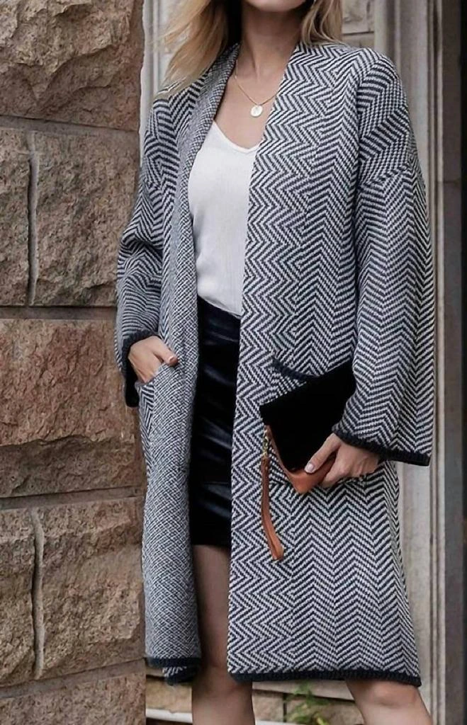 Hope Horizon Hope Horizon - Women
s Frenchy Herringbone Pattern Cardigan 4