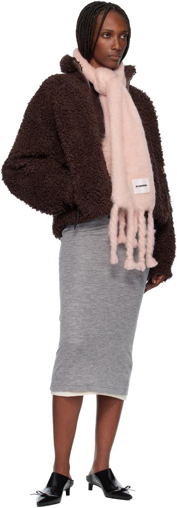 Jil Sander Pink Slim Wool Blend Scarf