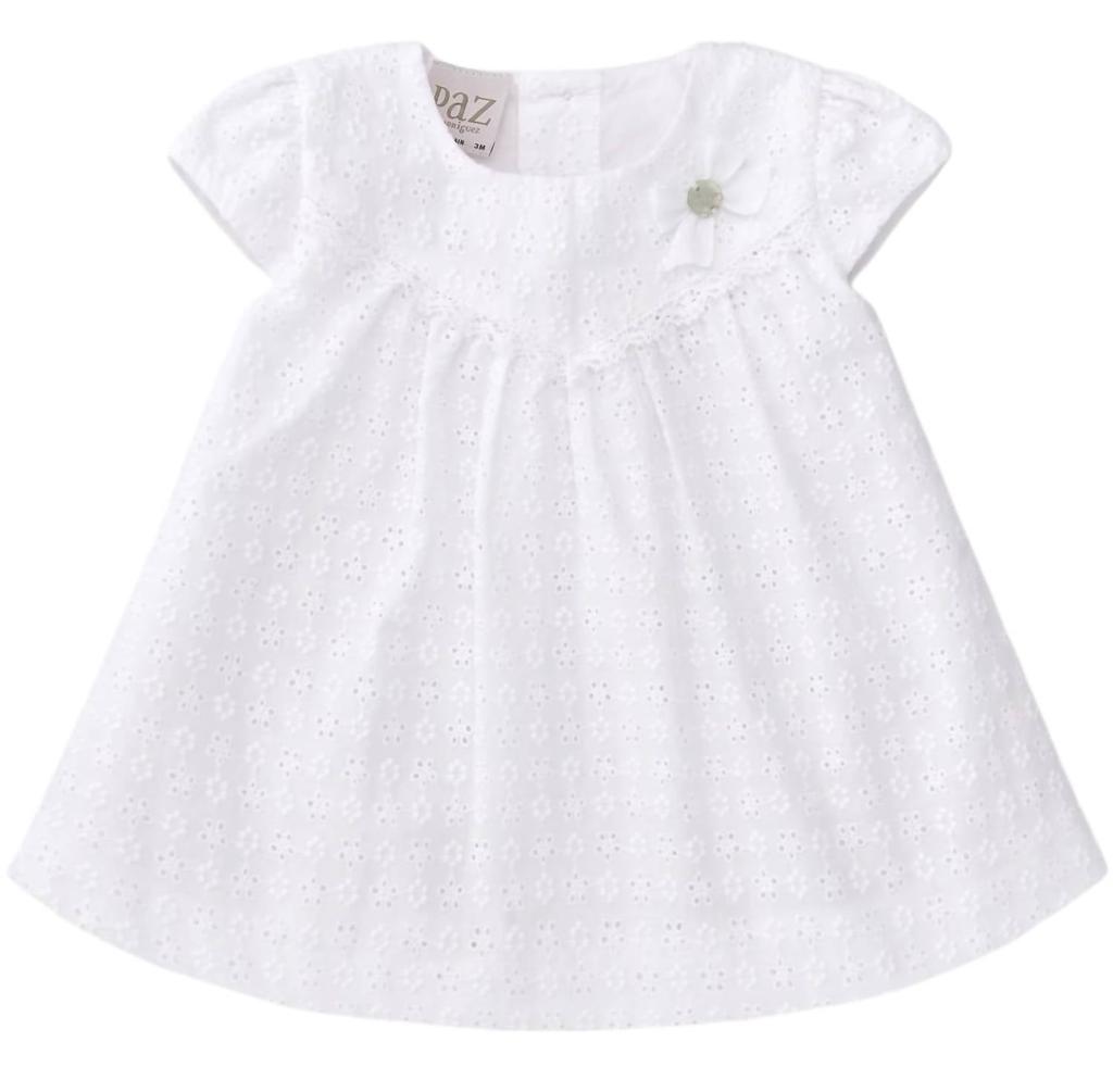 Paz Rodriguez Baby Embroidered Fabric Dress In White