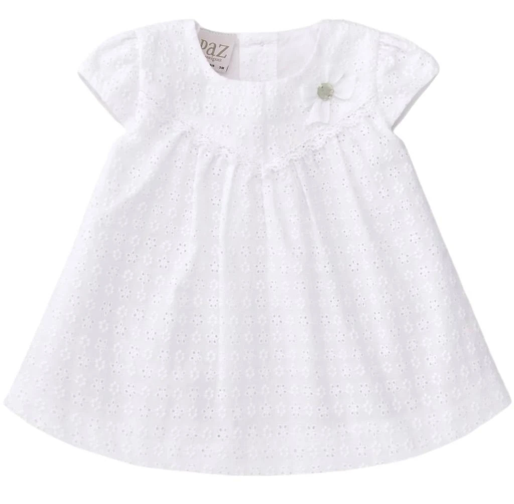 Paz Rodriguez Baby Embroidered Fabric Dress In White 1