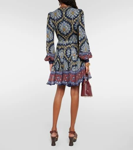 ETRO Balloon-sleeve silk jacquard minidress 3