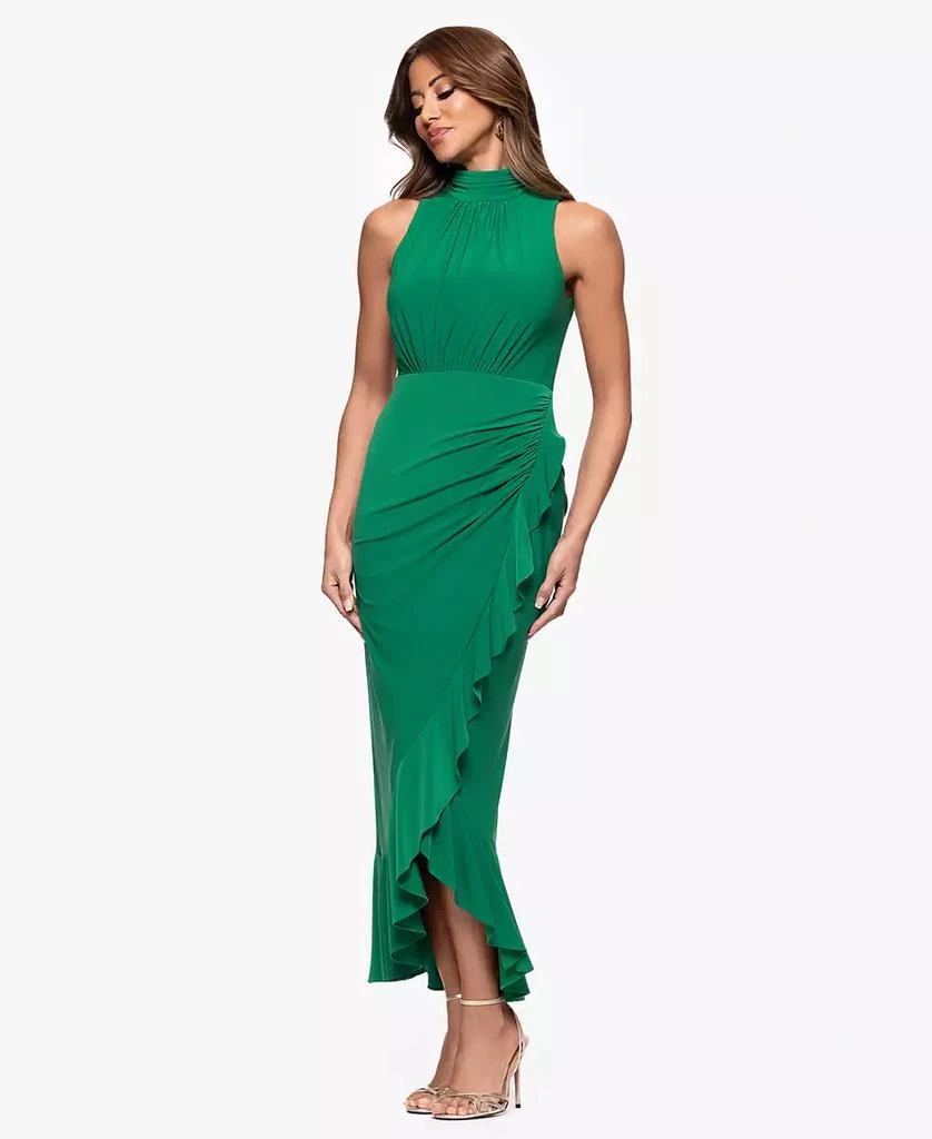 XSCAPE Women's High-Neck Ruffled-Front Sheath Dress 5