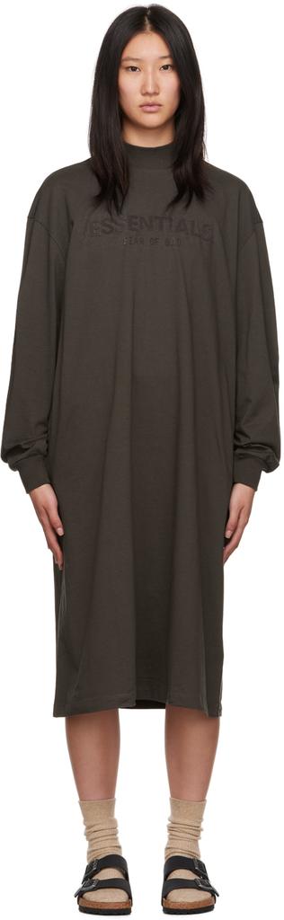 Fear of God ESSENTIALS Gray Long Sleeve Midi Dress