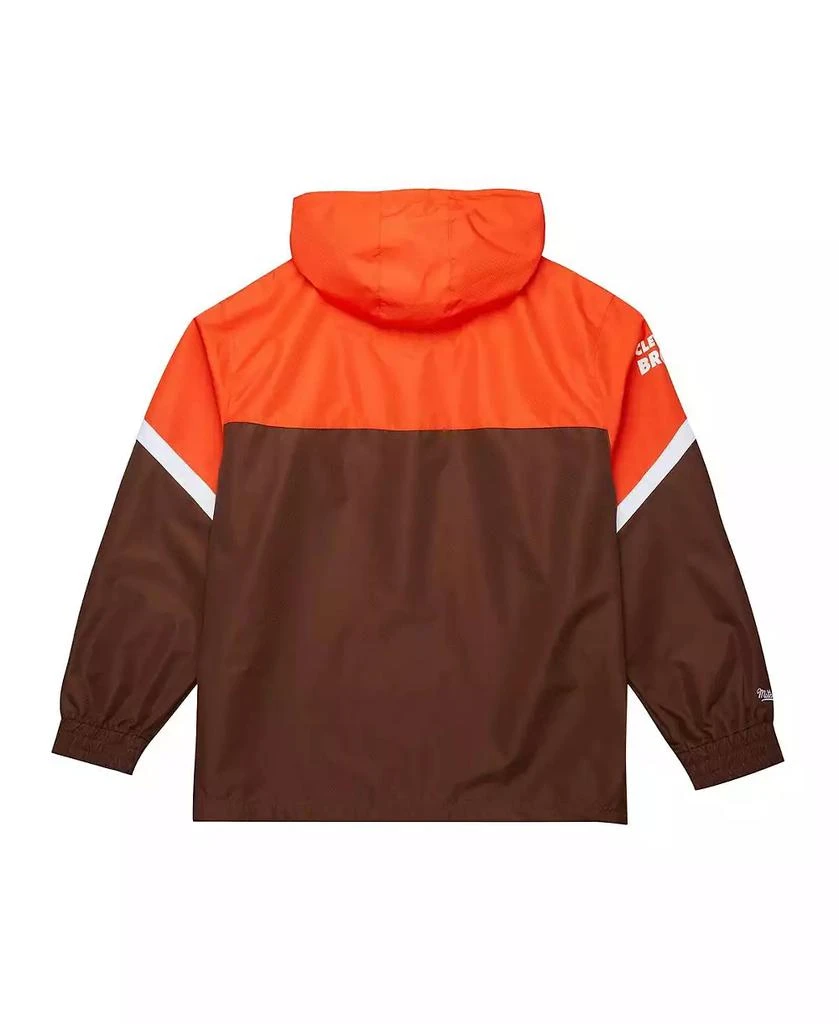 Mitchell & Ness Men's Orange/Brown Cleveland Browns Tie Breaker Vintage Logo Lightweight Anorak Half-zip Windbreaker 5