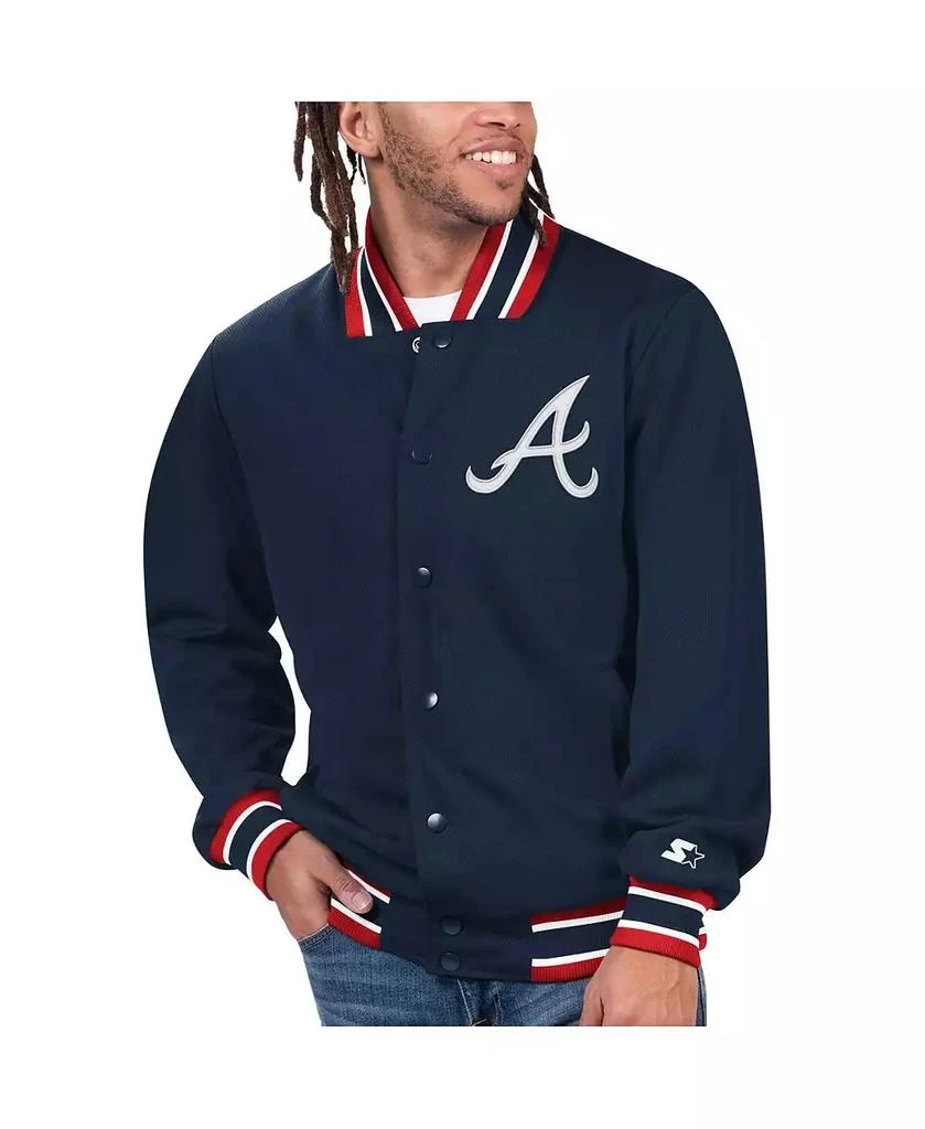 Starter Men's Navy Atlanta Braves Secret Weapon Full-Snap Jacket 1