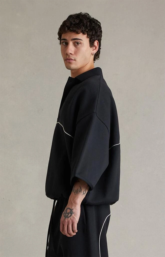 Essentials Vintage Black Active Trace 3/4 Sleeve Modern Polo Sweatshirt 3